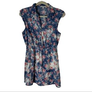 Charlotte Russe Women's Multicolor Sleeveless Collared Floral Sundress Size L